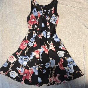 White House Black Market Black Pink Fit and Flare Mini Dress